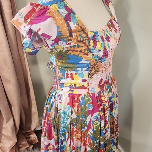 Caroline Constas medium Claudia Print Floral A-Line Midi Dress NWT - Picture 3 of 8